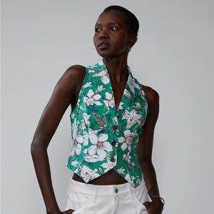 Printed Bengaline Floral Waistcoat Vest